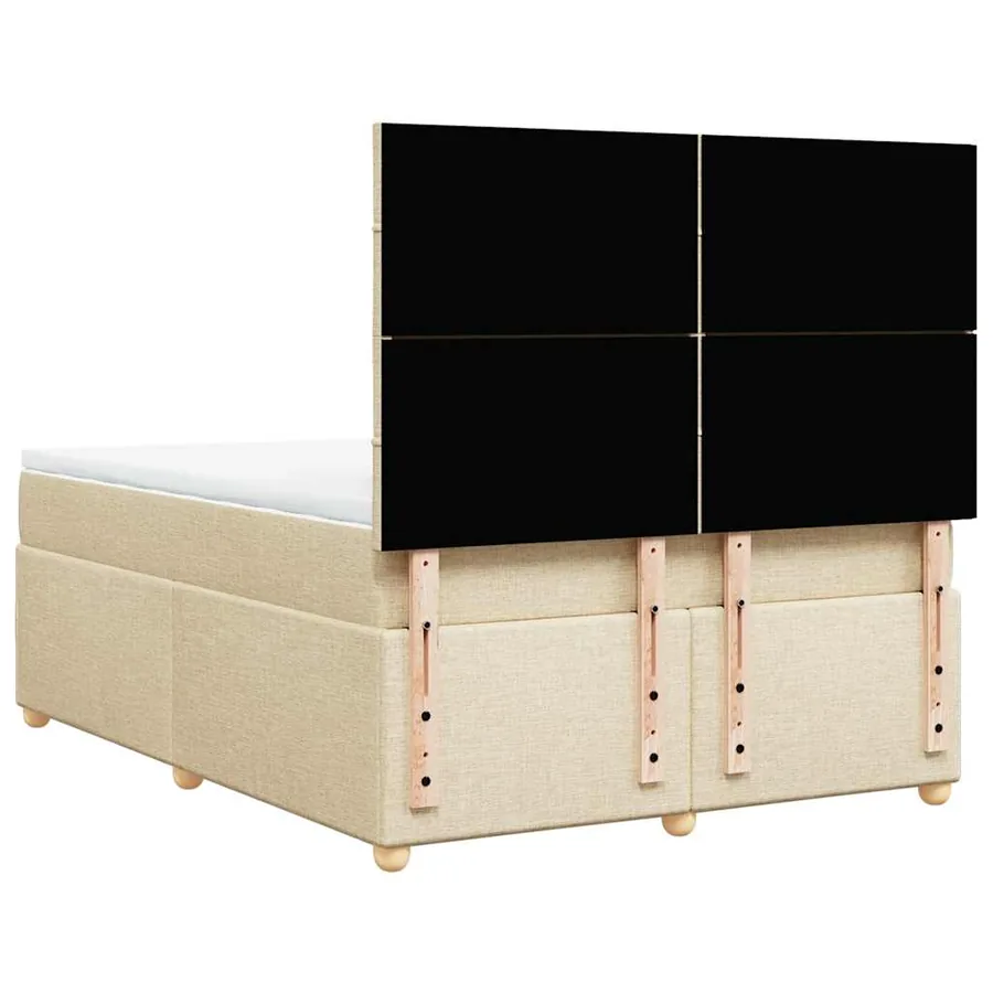 Sommier à lattes de lit avec matelas Crème 140x190 cm Tissu - 8