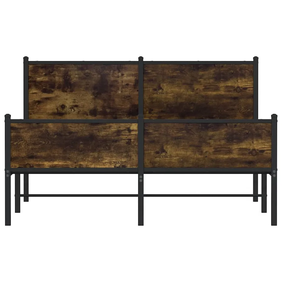 Cadre de lit en métal sans matelas chêne fumé 137x190 cm - 5