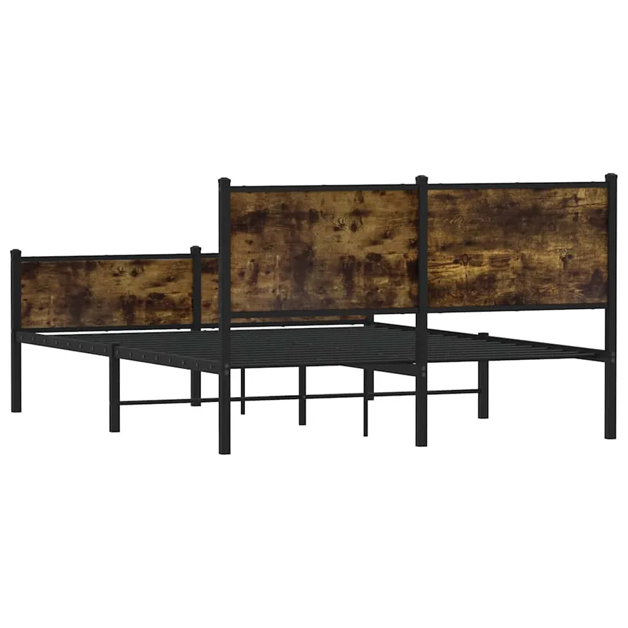Cadre de lit en métal sans matelas chêne fumé 137x190 cm - 7