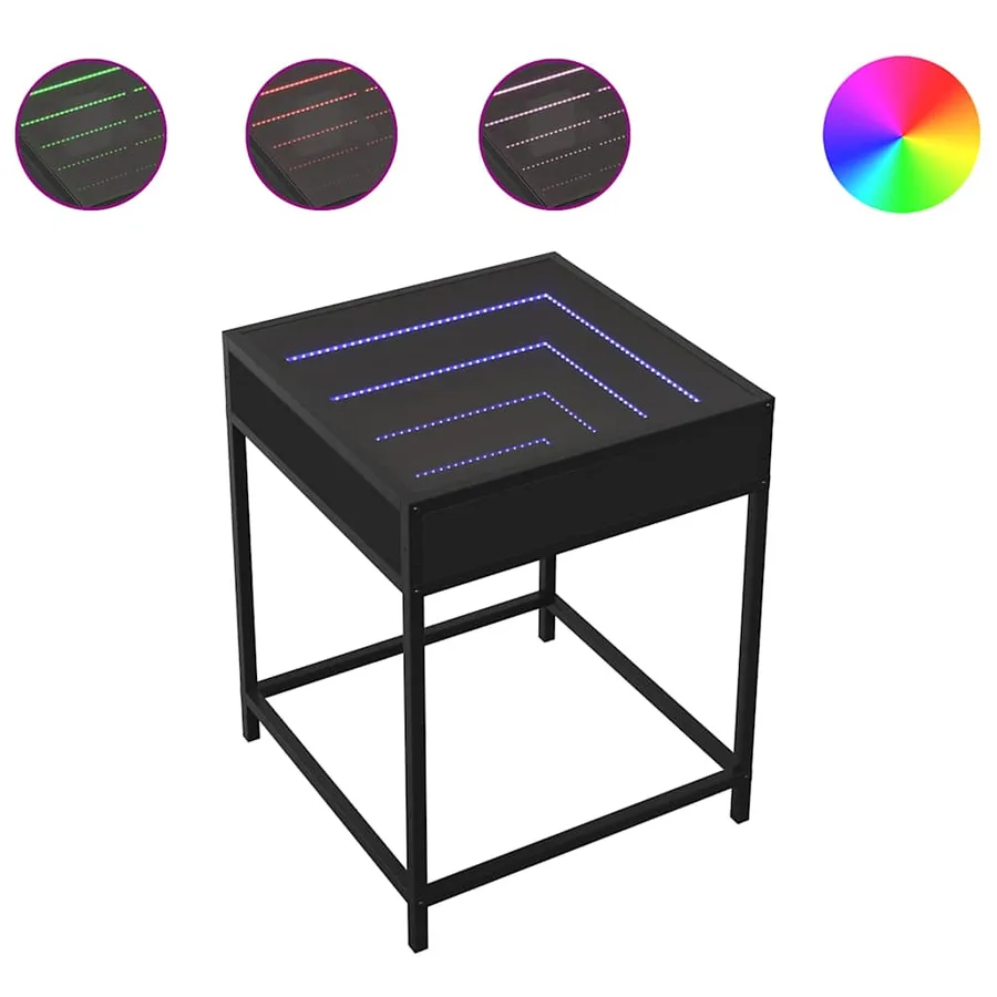 Table basse avec LED Infinity noir 40x40x51 cm - 2