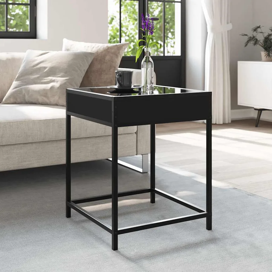 Table basse avec LED Infinity noir 40x40x51 cm - 4