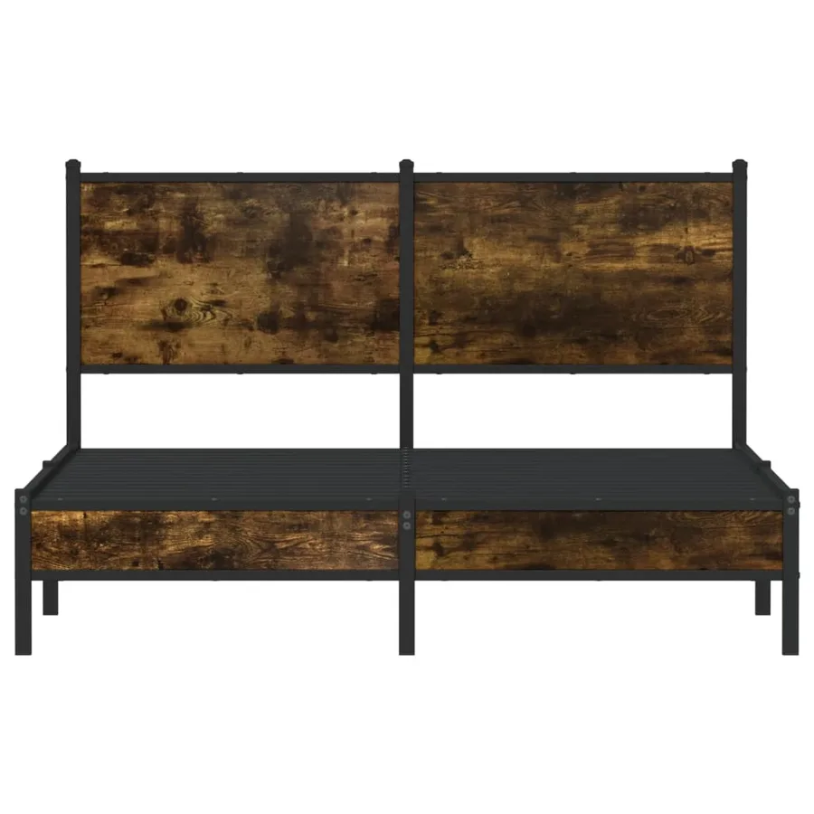 Cadre de lit en métal sans matelas chêne fumé 140x190 cm - 5