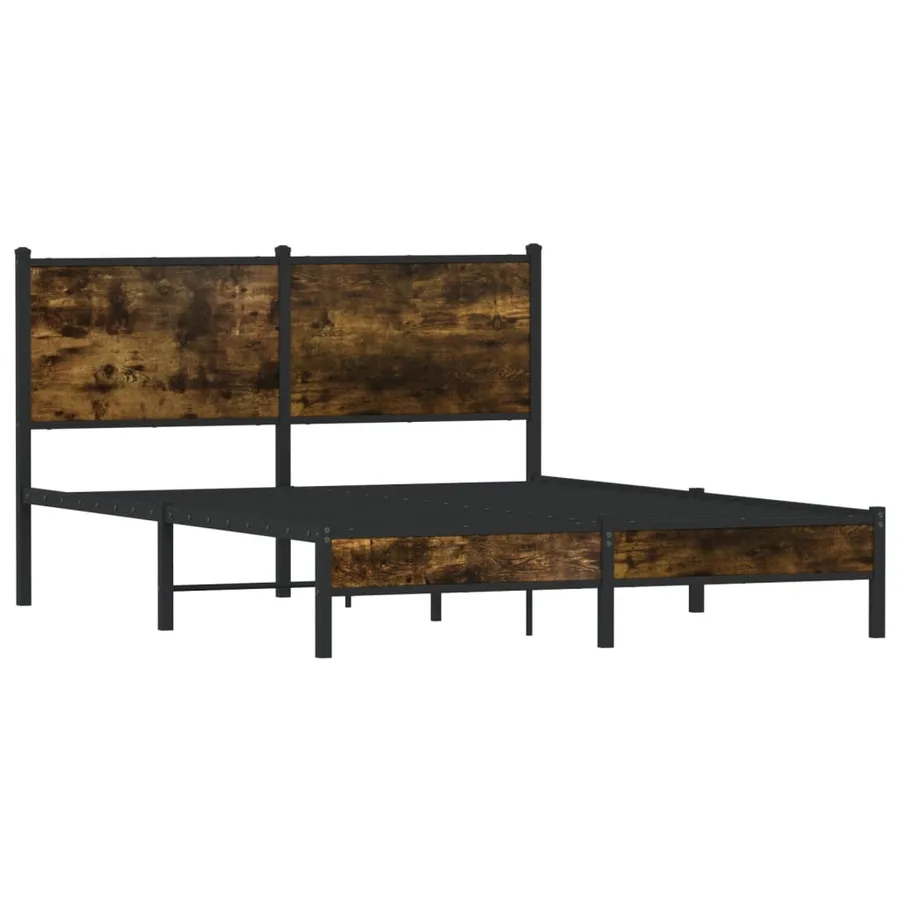 Cadre de lit en métal sans matelas chêne fumé 150x200 cm - 3