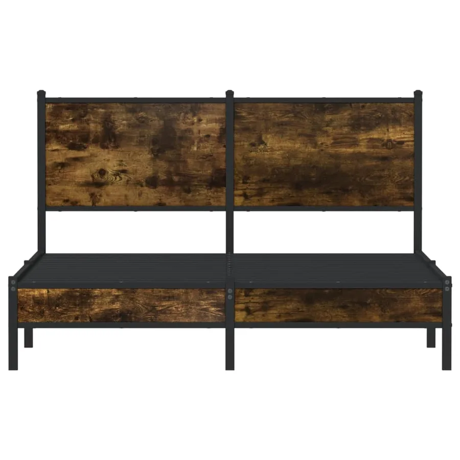Cadre de lit en métal sans matelas chêne fumé 150x200 cm - 5