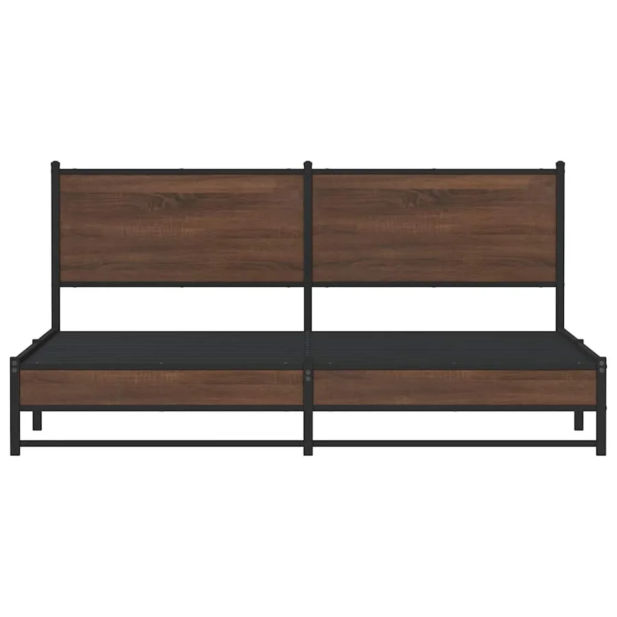 Cadre de lit en métal sans matelas chêne marron 180x200 cm - 5