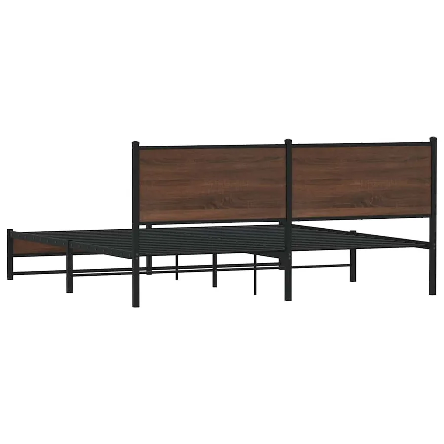 Cadre de lit en métal sans matelas chêne marron 180x200 cm - 7