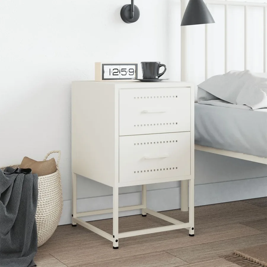 Table de chevet blanc 36x39x60,5 cm acier - 3