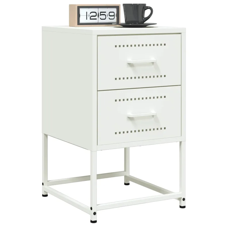 Table de chevet blanc 36x39x60,5 cm acier - 4