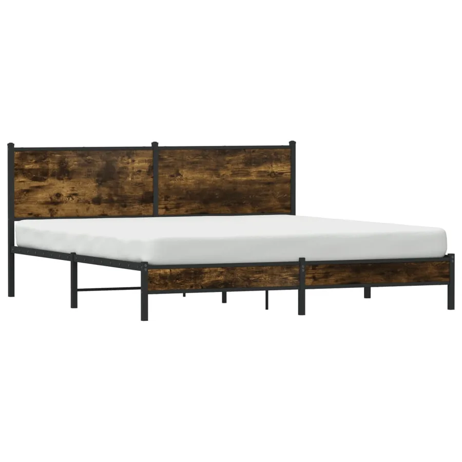 Cadre de lit en métal sans matelas chêne fumé 183x213 cm - 3