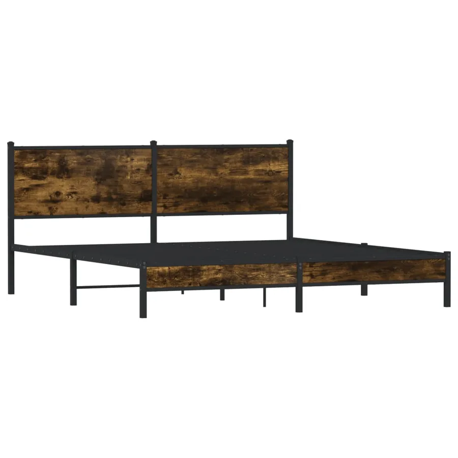 Cadre de lit en métal sans matelas chêne fumé 183x213 cm - 4