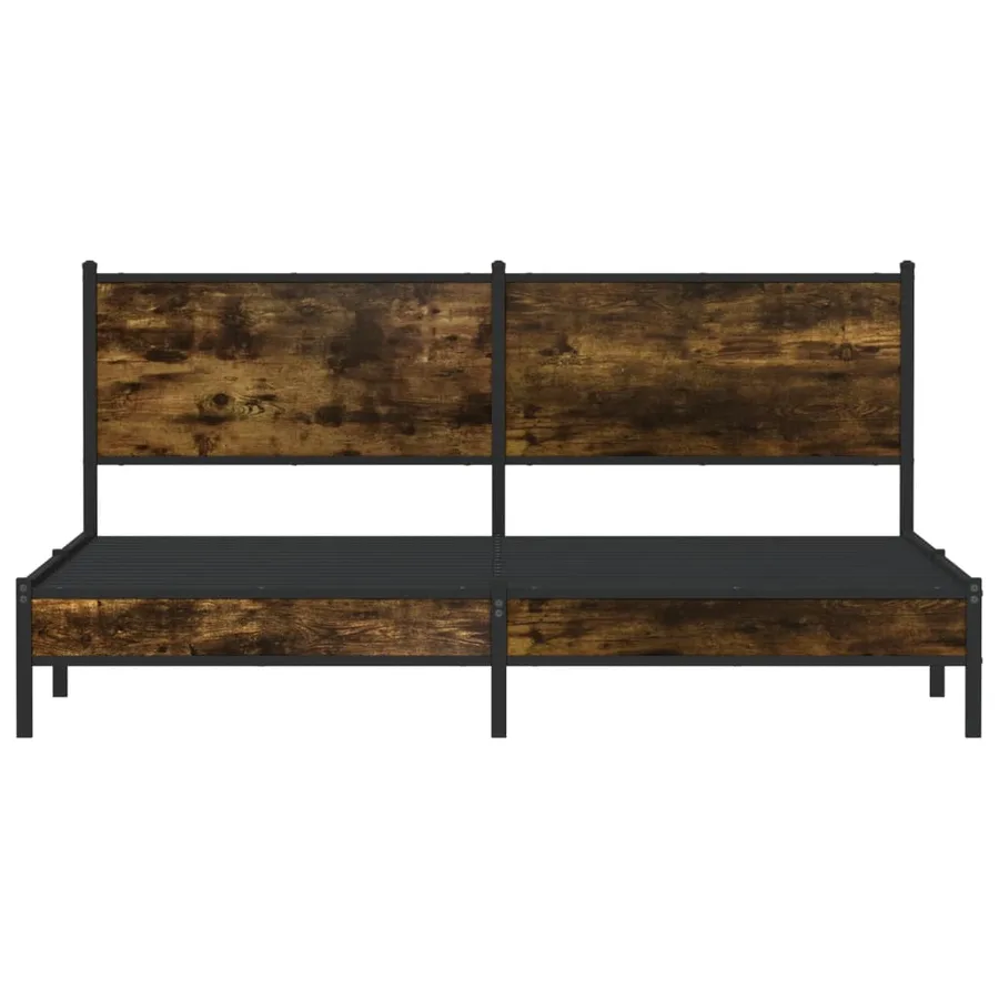 Cadre de lit en métal sans matelas chêne fumé 183x213 cm - 5