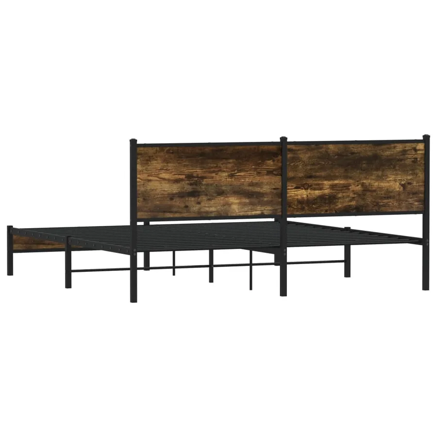 Cadre de lit en métal sans matelas chêne fumé 183x213 cm - 7