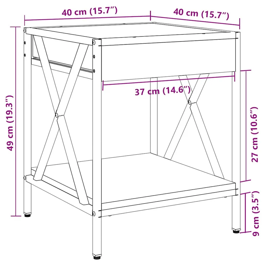 Table basse avec LED Infinity chêne sonoma 40x40x49 cm - 13