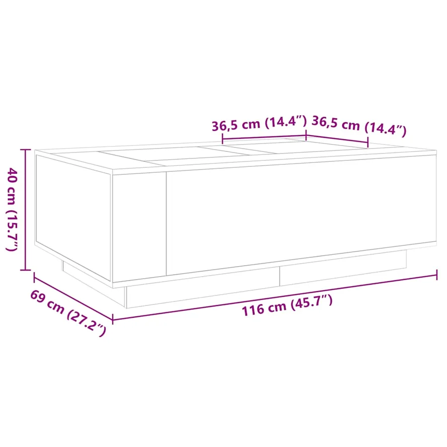 Table basse avec LED infini noir 116x69x40 cm - 13
