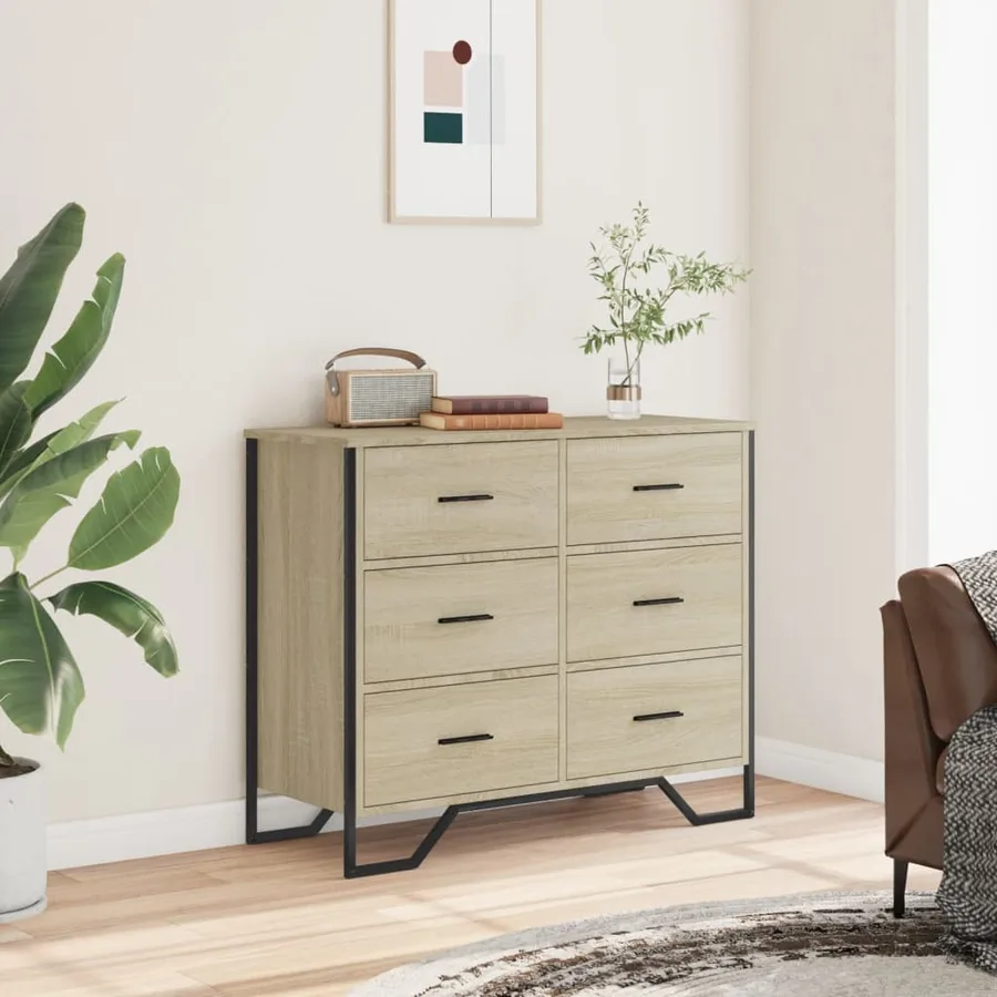 Commode chêne sonoma 91x35,5x74,5 cm bois d'ingénierie - 3