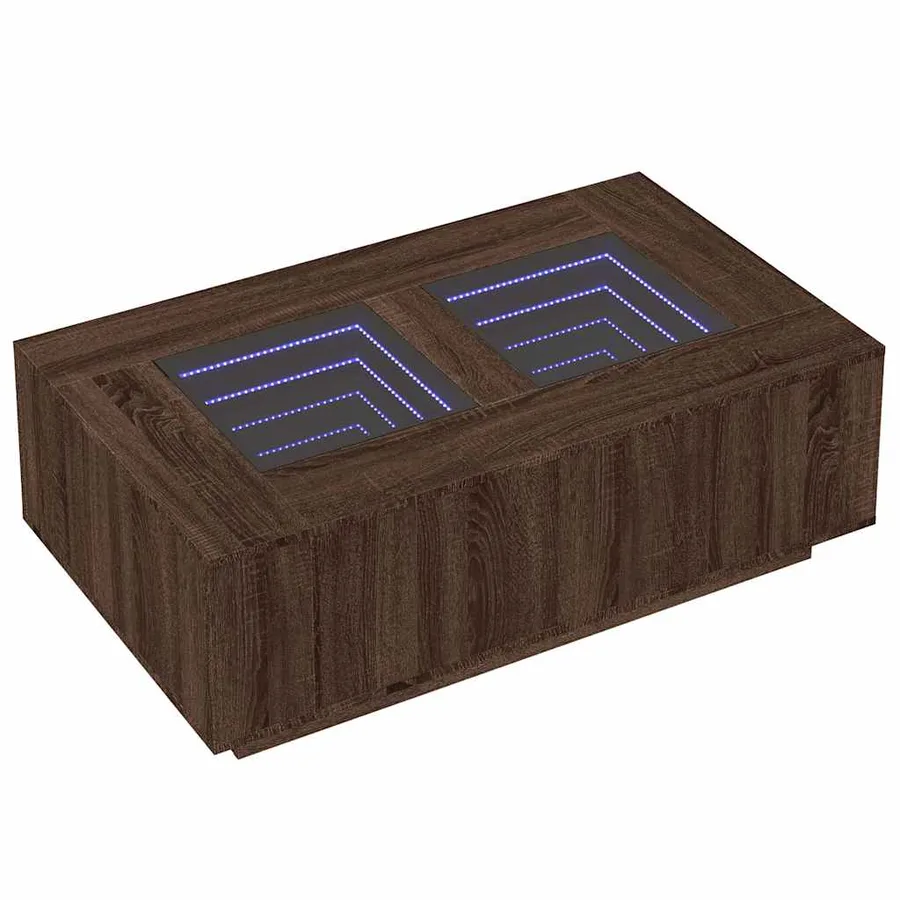 Table basse avec LED infini chêne marron 116x69x40 cm - 3