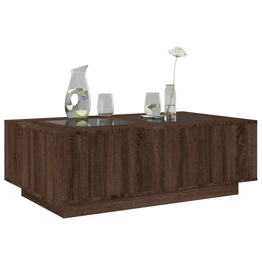Table basse avec LED infini chêne marron 116x69x40 cm - 5