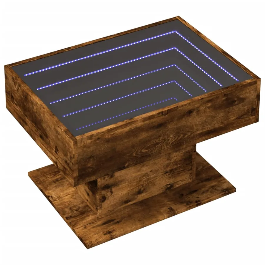 Table basse avec LED chêne fumé 70x50x45 cm bois d'ingénierie - 3