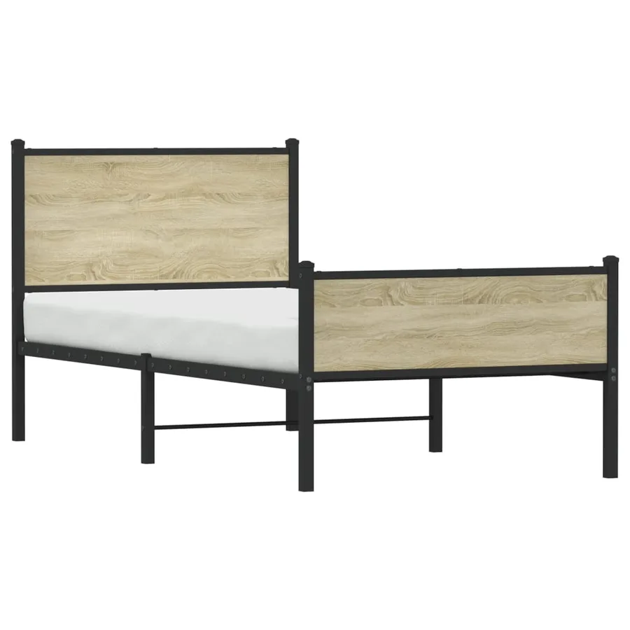 Cadre de lit en métal sans matelas chêne sonoma 90x190 cm - 4