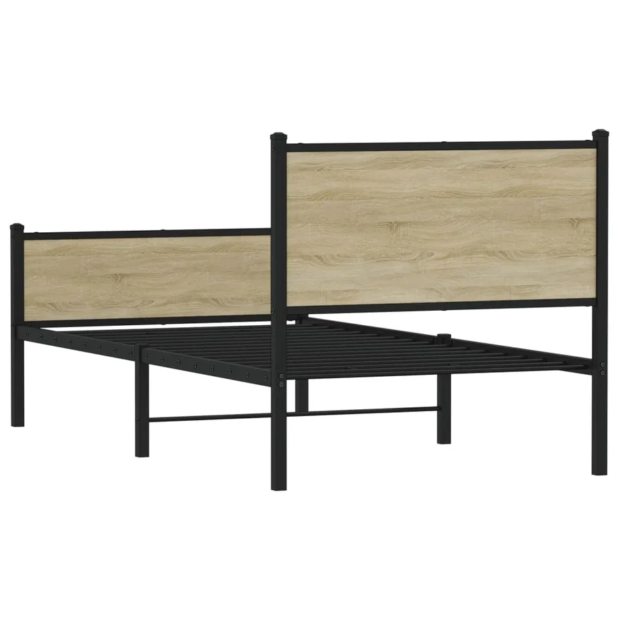 Cadre de lit en métal sans matelas chêne sonoma 90x190 cm - 7