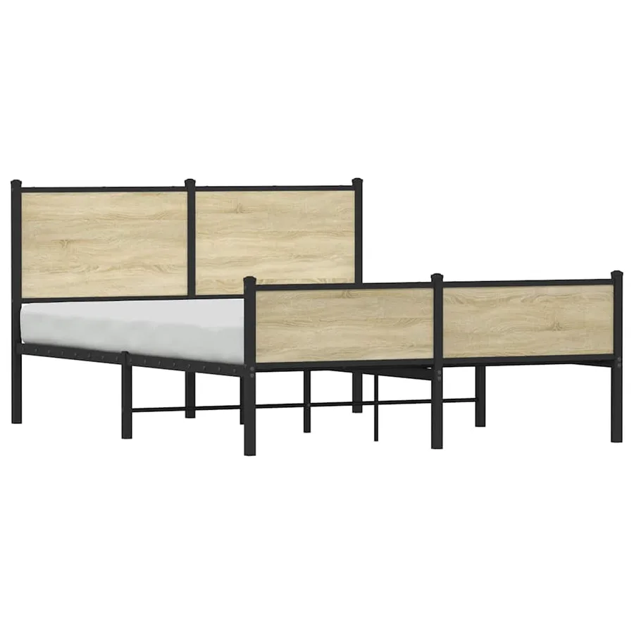 Cadre de lit en métal sans matelas chêne sonoma 140x200 cm - 4