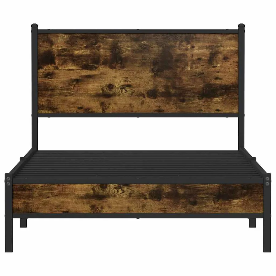 Cadre de lit en métal sans matelas chêne fumé 100x200 cm - 5