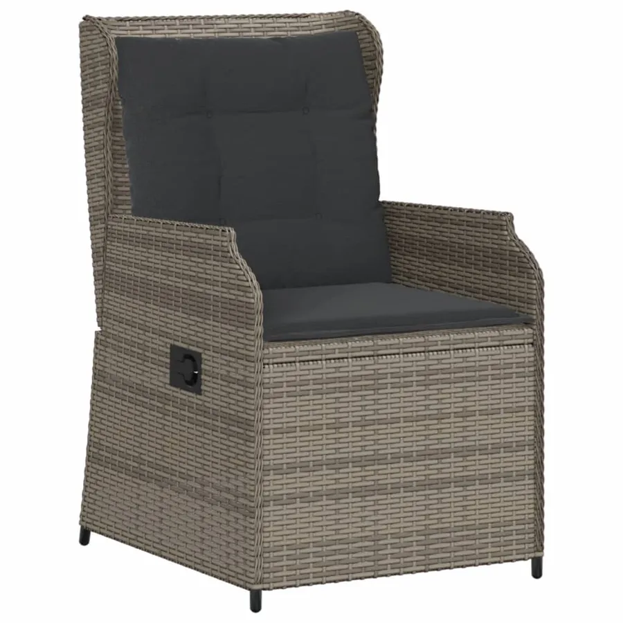 Chaises inclinables de jardin lot de 2 et coussins gris rotin - 4