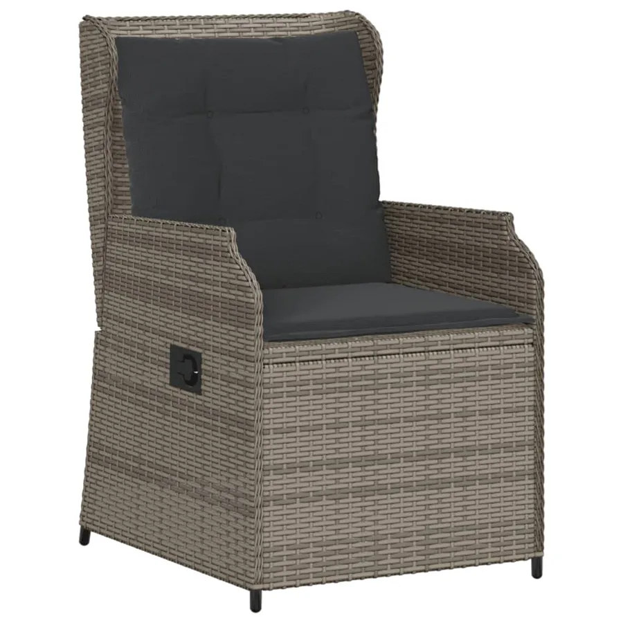 Salon de jardin 5 pcs avec coussins Gris Résine tressée - 3