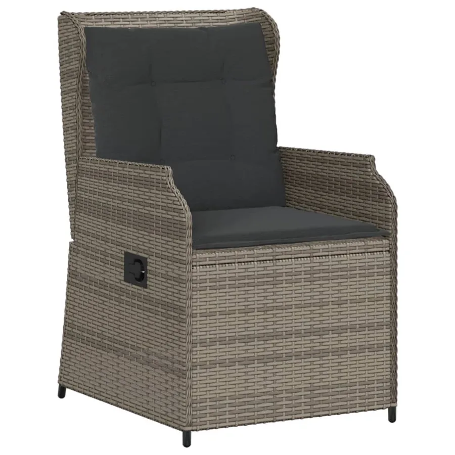 Salon de jardin 5 pcs avec coussins Gris Résine tressée - 3