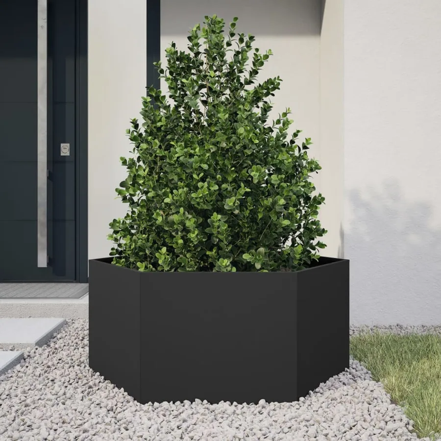 Jardinière noir hexagone 104x90x45 cm acier - 2