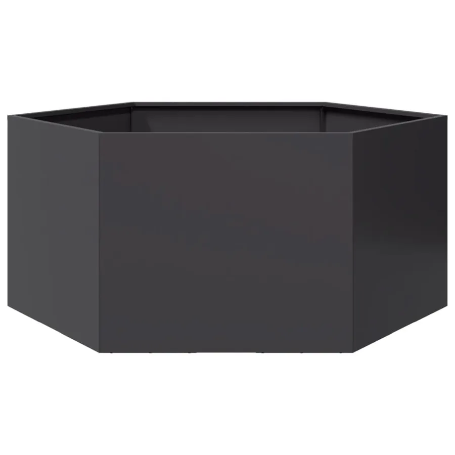 Jardinière noir hexagone 104x90x45 cm acier - 6