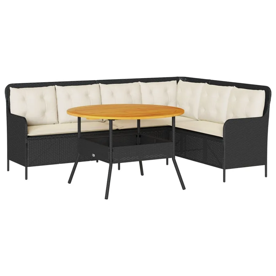 Canapés de jardin 2 pcs avec coussins Noir Résine tressée - 2