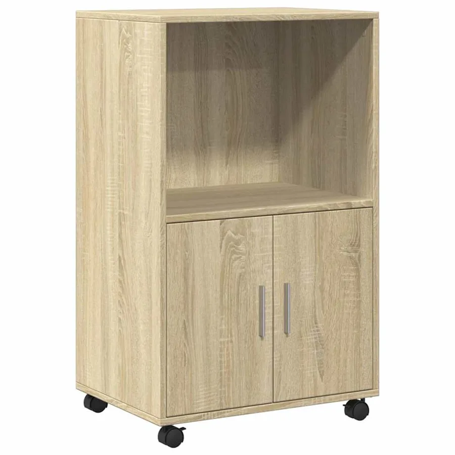 Armoire à roulettes chêne sonoma 55x40x91 cm bois d'ingénierie - 2