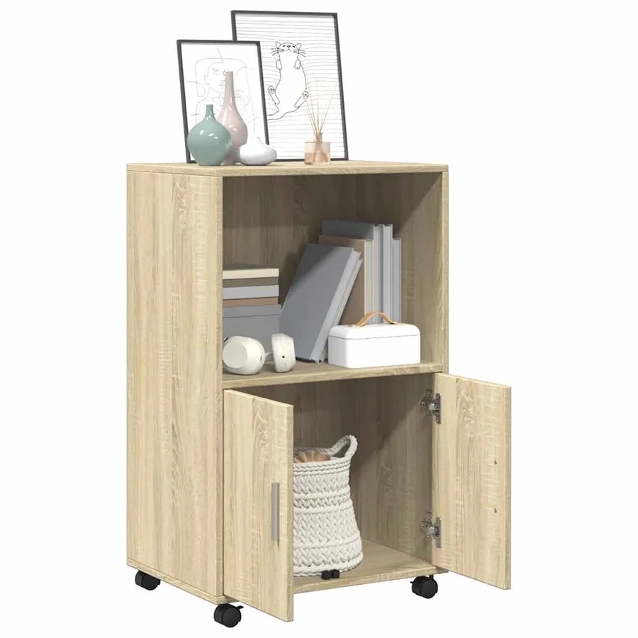 Armoire à roulettes chêne sonoma 55x40x91 cm bois d'ingénierie - 3