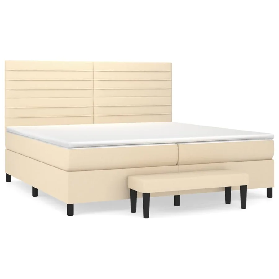 Sommier à lattes de lit avec matelas Crème 200x200 cm Tissu - 2