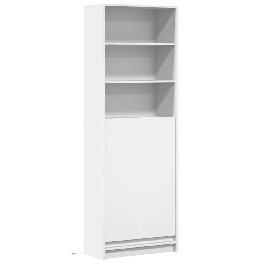 Buffet haut avec LED blanc 69x32,5x200 cm bois d’ingénierie - 3