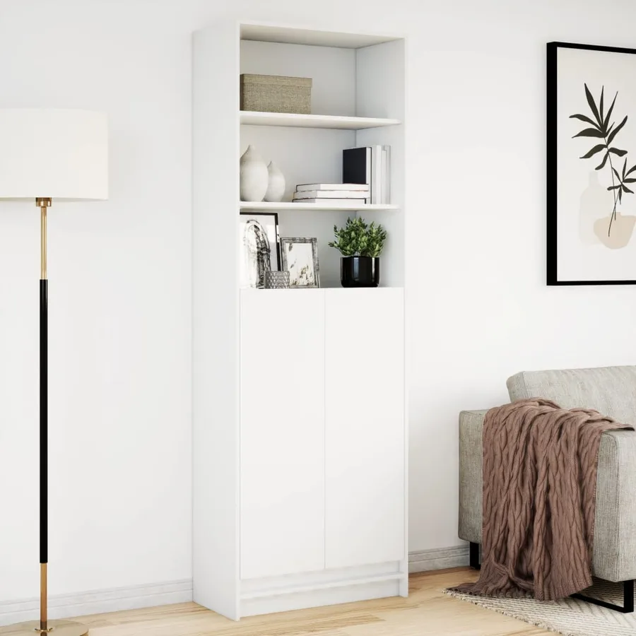 Buffet haut avec LED blanc 69x32,5x200 cm bois d’ingénierie - 4