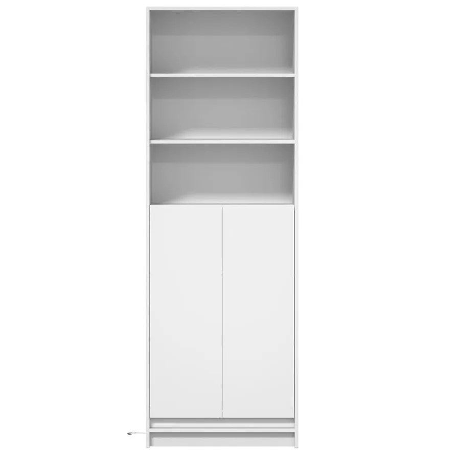 Buffet haut avec LED blanc 69x32,5x200 cm bois d’ingénierie - 6