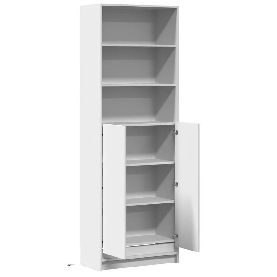 Buffet haut avec LED blanc 69x32,5x200 cm bois d’ingénierie - 9
