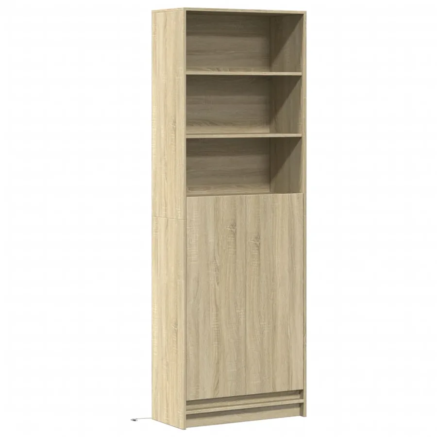 Buffet haut LED chêne sonoma 69x32,5x200 cm bois d’ingénierie - 3