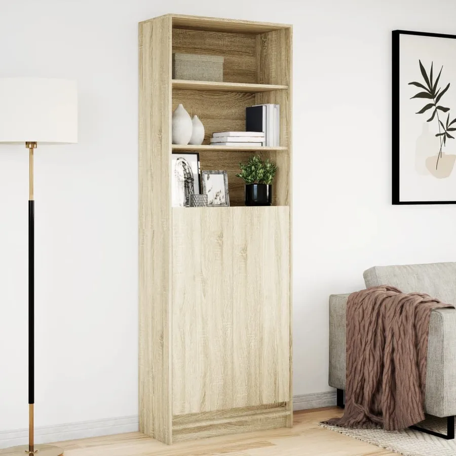 Buffet haut LED chêne sonoma 69x32,5x200 cm bois d’ingénierie - 4