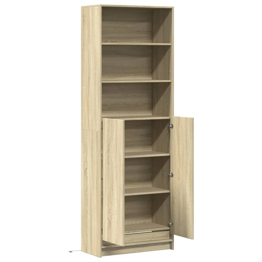 Buffet haut LED chêne sonoma 69x32,5x200 cm bois d’ingénierie - 9
