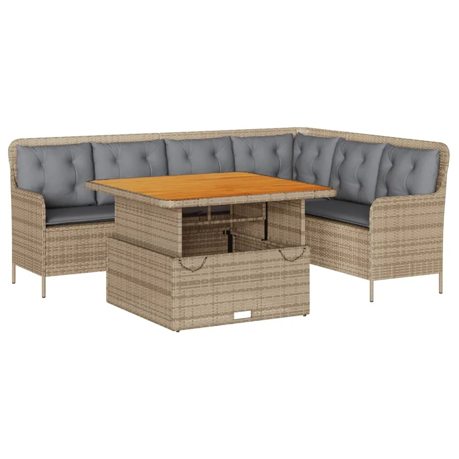 Salon de jardin avec coussins 2 pcs beige résine tressée - 2