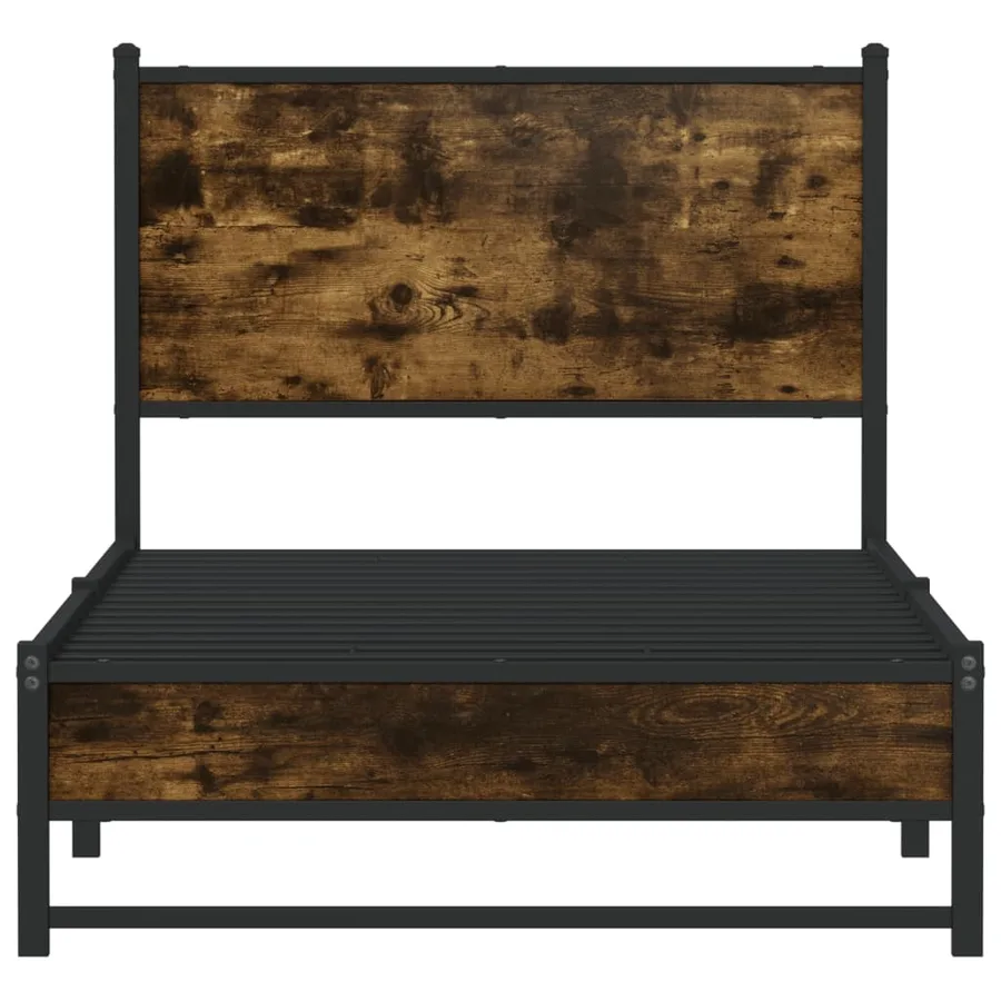 Cadre de lit en métal sans matelas chêne fumé 80x200 cm - 5