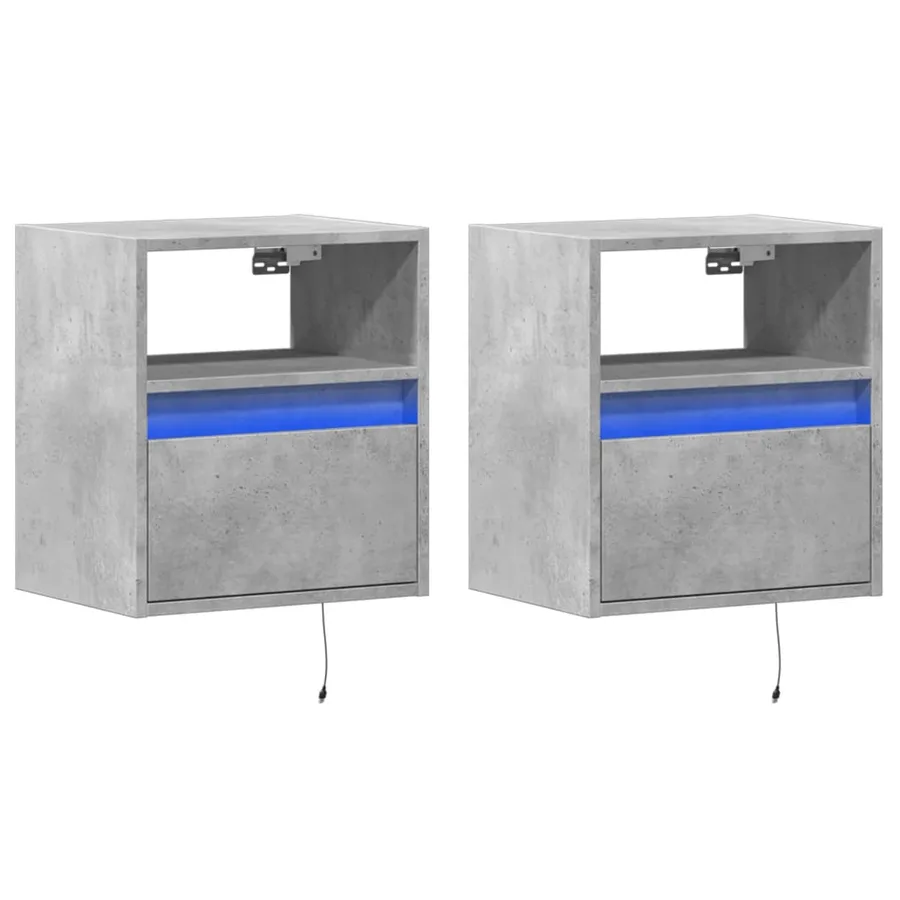 Meubles TV muraux et lumières LED 2 pcs gris béton 41x31x45 cm - 3