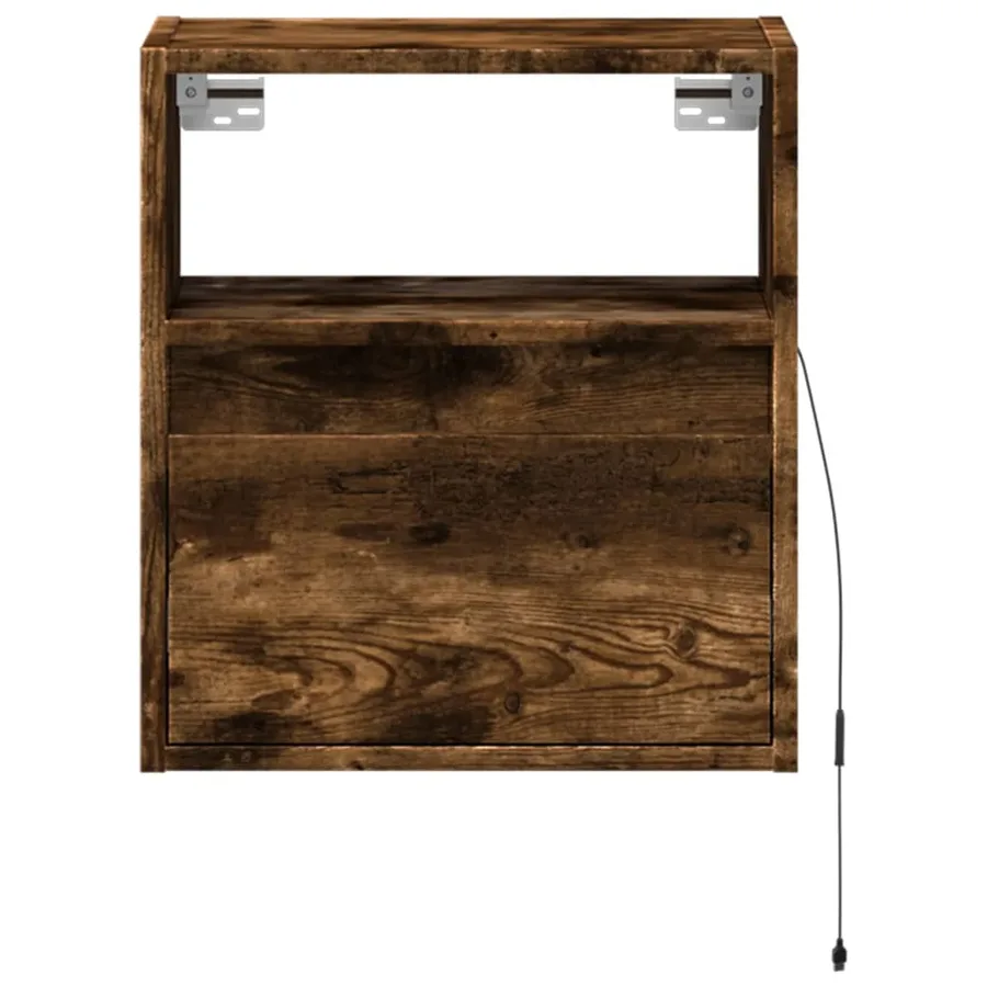 Meubles TV muraux et lumières LED 2 pcs chêne fumé 41x31x45 cm - 6