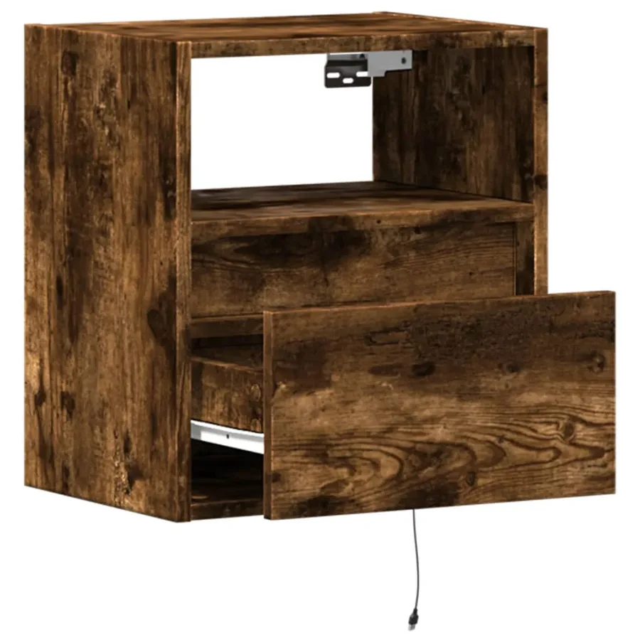Meubles TV muraux et lumières LED 2 pcs chêne fumé 41x31x45 cm - 9