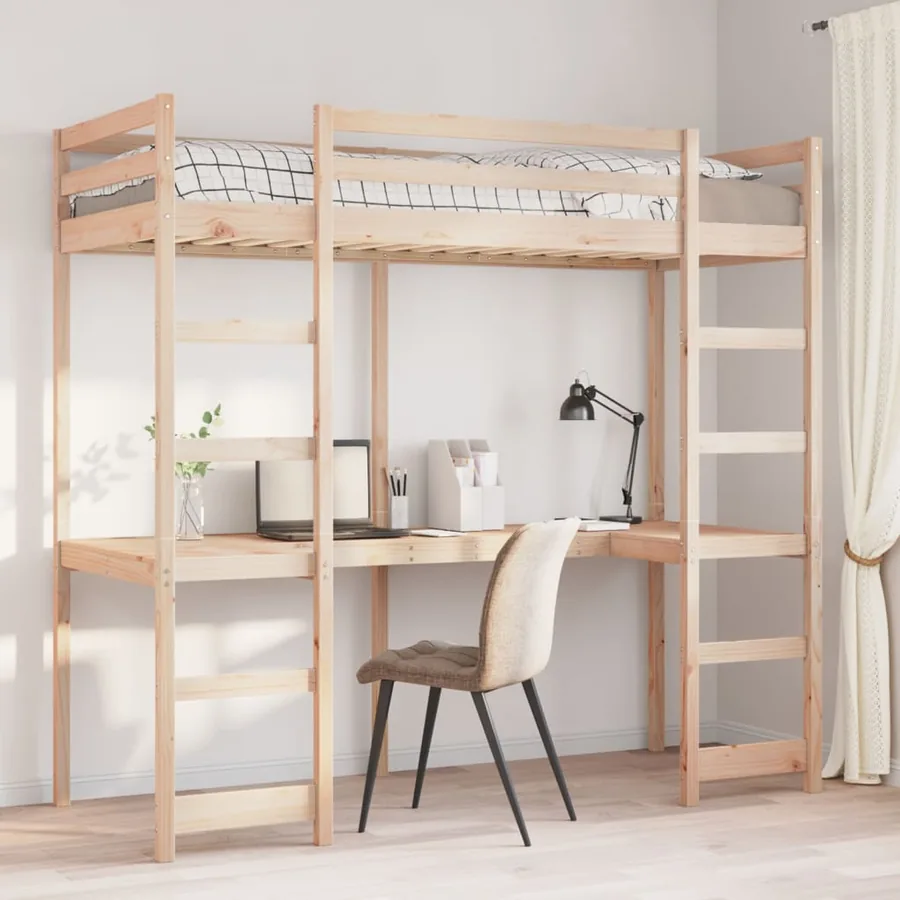 Cadre de lit superposé sans matelas 90x200cm bois de pin massif