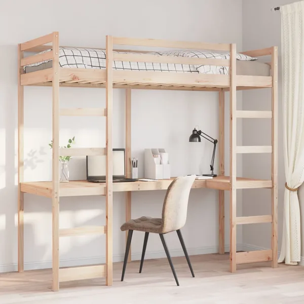 Cadre de lit superposé sans matelas 90x200cm bois de pin massif