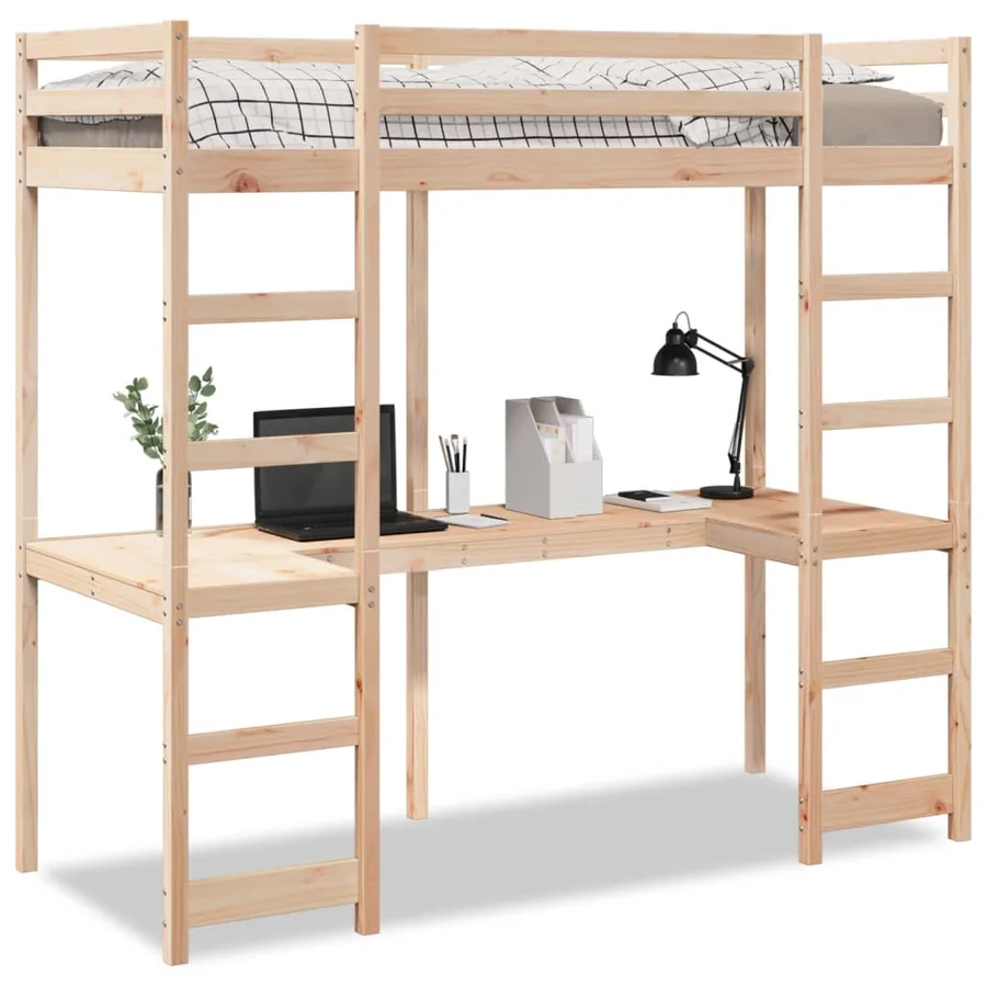 Cadre de lit superposé sans matelas 90x200cm bois de pin massif - 2